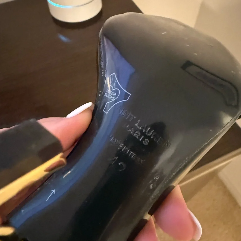 Saint Laurent Black Heels with Gold Accent - Picture 7 of 7